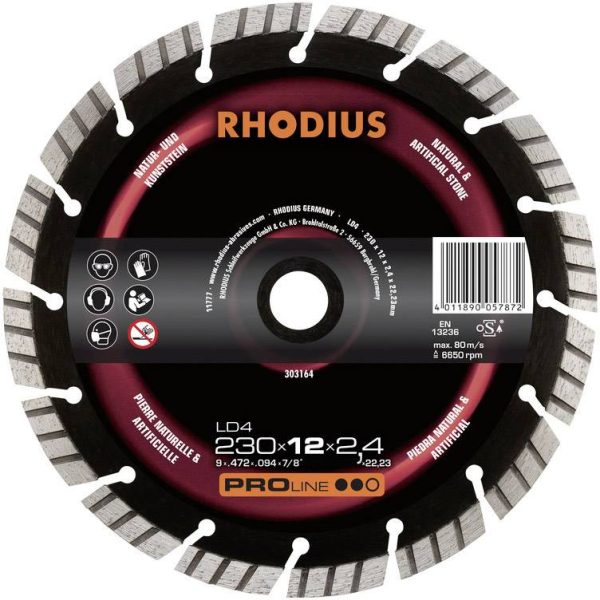 Rhodius TOPline LD4 diamantskæreskive 230 x 12,0 x 2,4 x 22,23 mm Diameter 230 mm (303164)