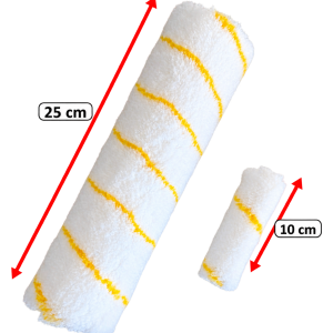 Perlon malerrulle gulstrib 10/25cm , Ø6 / Ø8mm stick / 12 mm luv polyamid kerne 17/54mm