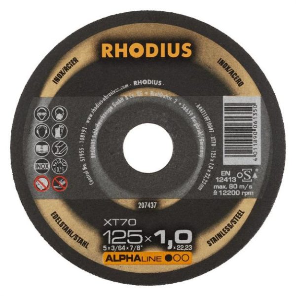 Rhodius Skæreskive XT70 125x1,0 - 10 stk. i metaldåse - Billede 2