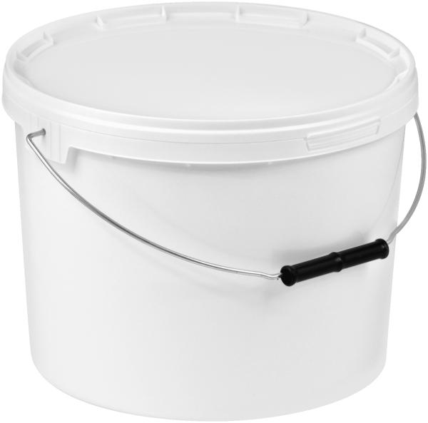 Plastspand hvid med metalhåndtag
