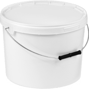 Plastspand hvid med metalhåndtag uden låg