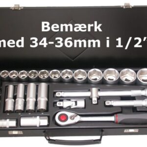 BATO Topnøglesæt 1/2" 6kt. 10-36mm kort. 10-13-17-19 lang. 28 dele. (1112)