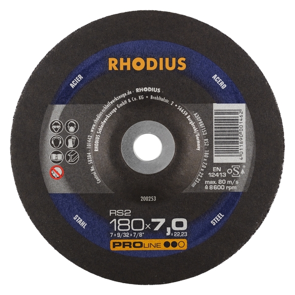 Rhodius Skrubskive RS 2 10 stk. Ø180 mm 7,0 x 22,23 mm (200253)