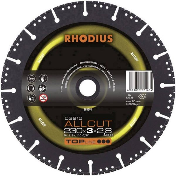 Rhodius TOPline Diamond hjul DG210 ALLCUT Diameter 230 mm Diameter indv. 22.23 mm (303391)