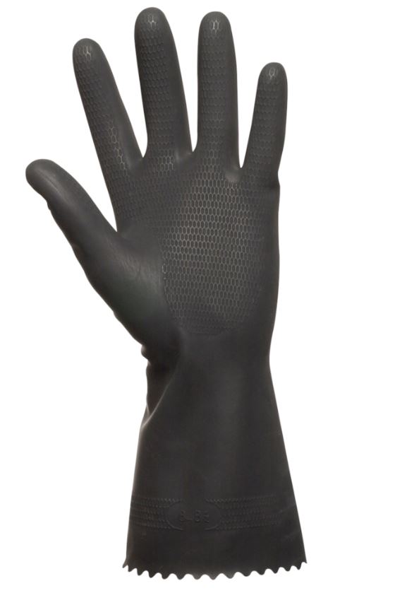 Latexhandske, DPL Nova Super 65 sort, latex, indvendig velourisering - Billede 2